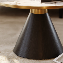 Sintered Stone Round Coffee Table Modern Black Living Room Furniture - thumbnail 7