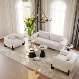 Sintered Stone Round Coffee Table Modern Black Living Room Furniture - thumbnail 5