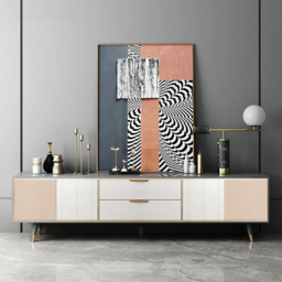 Modern 2000mm TV Stand TV Console with Drawers Line Media Console with Doors - thumbnail 3