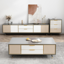 Modern 2000mm TV Stand TV Console with Drawers Line Media Console with Doors - thumbnail 5
