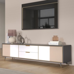 Modern 2000mm TV Stand TV Console with Drawers Line Media Console with Doors - thumbnail 6