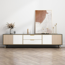 Modern 2000mm TV Stand TV Console with Drawers Line Media Console with Doors - thumbnail 2