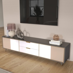 Modern 2000mm TV Stand TV Console with Drawers Line Media Console with Doors - thumbnail 7