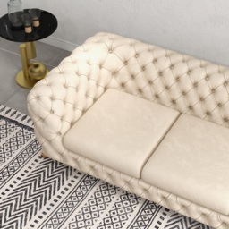 2300mm Beige Modern Chesterfield Sofa 3-Seater Button Tufted Velvet - thumbnail 6