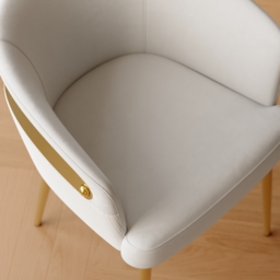 Modern White PU Leather Dining Chair Curved Back with Gold Legs 4-Pieces - thumbnail 8