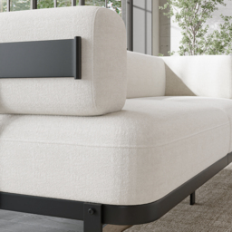 Modern Velvet White 2100mm 3-Seater Sofa with metal legs - thumbnail 7