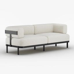 Modern Velvet White 2100mm 3-Seater Sofa with metal legs - thumbnail 8