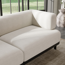 Modern Velvet White 2100mm 3-Seater Sofa with metal legs - thumbnail 4