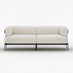 Modern Velvet White 2100mm 3-Seater Sofa with metal legs - thumbnail 9