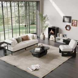 Modern Velvet White 2100mm 3-Seater Sofa with metal legs - thumbnail 3