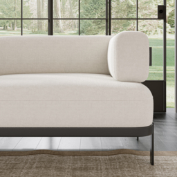Modern Velvet White 2100mm 3-Seater Sofa with metal legs - thumbnail 5