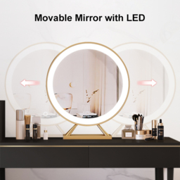 Modern Black Makeup Vanity Set Dressing Table with Lighted Mirror Cabinet & Stool - thumbnail 8