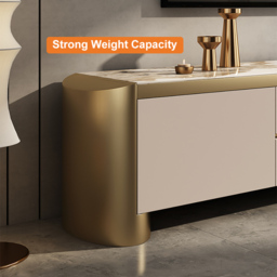 Modern 200 cm Off White TV Stand Sintered Stone Top with Storage - thumbnail 9
