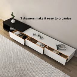 Quoint Modern TV Stand Retracted & Extendable 3-Drawer Media Console for TV Up to 2550 mm - thumbnail 7