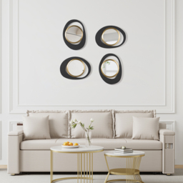 Abstract Wall Mirror, Matte Black and Gold, Horizontal or Vertical - thumbnail 6