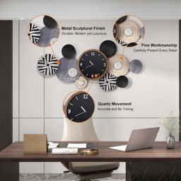 Modern Multi-Round Mute Wall Clock Metal Hanging Home Art - thumbnail 7