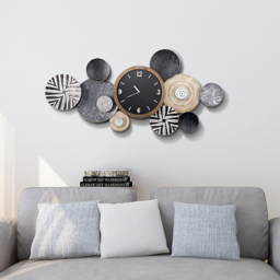Modern Multi-Round Mute Wall Clock Metal Hanging Home Art - thumbnail 2