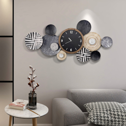Modern Multi-Round Mute Wall Clock Metal Hanging Home Art - thumbnail 1
