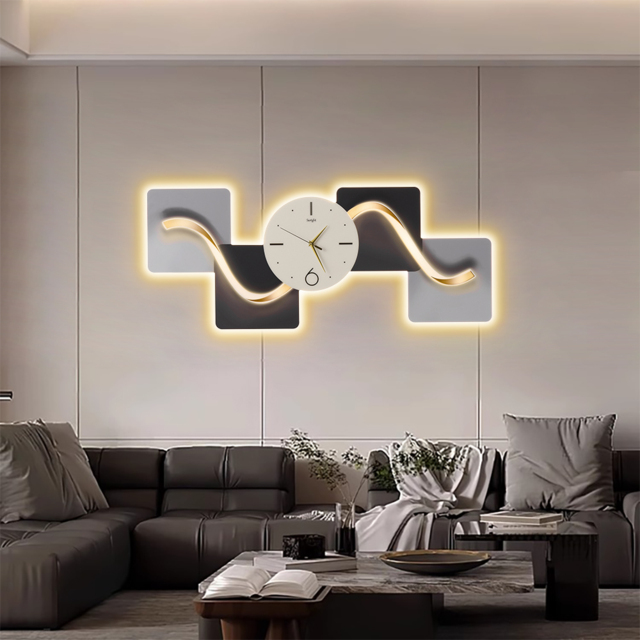1000mm Horizontal Silent Wall Clock Light Modern Geometric Decor Art Living Room - image 1
