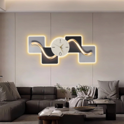 1000mm Horizontal Silent Wall Clock Light Modern Geometric Decor Art Living Room - thumbnail 1