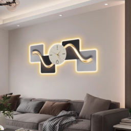 1000mm Horizontal Silent Wall Clock Light Modern Geometric Decor Art Living Room - thumbnail 3