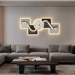 1000mm Horizontal Silent Wall Clock Light Modern Geometric Decor Art Living Room - thumbnail 4