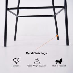 Linenic Modern Black PU Leather Breakfast Bar Stool with Back Bar Height Stool with Footrest - thumbnail 8