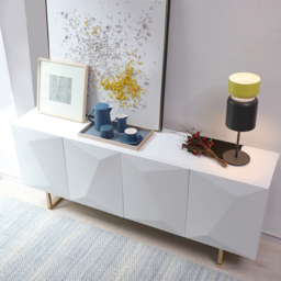 1800mm Modern White Buffet Sideboard wtih Gold Legs Kitchen Cabinet  Adjustable Shelves - thumbnail 2