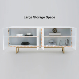 1800mm Modern White Buffet Sideboard wtih Gold Legs Kitchen Cabinet  Adjustable Shelves - thumbnail 5