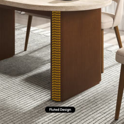 Fluve 160 - 200 cm Oval Extendable Matt Travertine Dining Table Butterfly Leaf 6-10 Seater - thumbnail 7