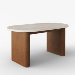 Fluve 160 - 200 cm Oval Extendable Matt Travertine Dining Table Butterfly Leaf 6-10 Seater - thumbnail 9