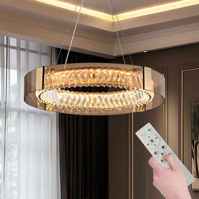 60 cm Crystal Dimmable Ceiling Lights 3 Modes LED Crystal Chandelier with Remote Control - image 1