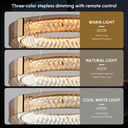 60 cm Crystal Dimmable Ceiling Lights 3 Modes LED Crystal Chandelier with Remote Control - thumbnail 5