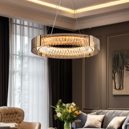 60 cm Crystal Dimmable Ceiling Lights 3 Modes LED Crystal Chandelier with Remote Control - thumbnail 2