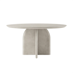 "53"" Small Round Dining Table for 6 Gray Solid Wood Tabletop Pedestal Base Modern" - thumbnail 9