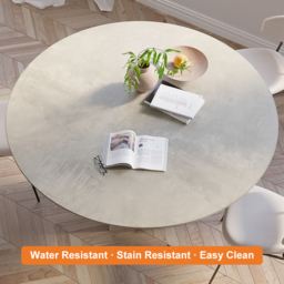 "53"" Small Round Dining Table for 6 Gray Solid Wood Tabletop Pedestal Base Modern" - thumbnail 5