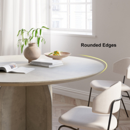 "53"" Small Round Dining Table for 6 Gray Solid Wood Tabletop Pedestal Base Modern" - thumbnail 7