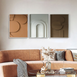 3 Pieces Geometric Abstract Wall Art Decor Set Modern Canvas Print Living Room - thumbnail 2