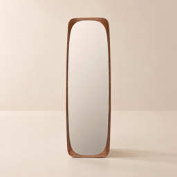 "Mid-Century Rectangle Walnut Full Length Leaning Floor Mirror Wood Frame 1750mm x 500mm " - thumbnail 7