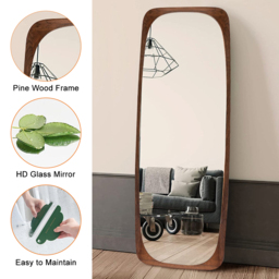 "Mid-Century Rectangle Walnut Full Length Leaning Floor Mirror Wood Frame 1750mm x 500mm " - thumbnail 6