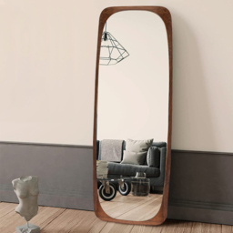 "Mid-Century Rectangle Walnut Full Length Leaning Floor Mirror Wood Frame 1750mm x 500mm " - thumbnail 4