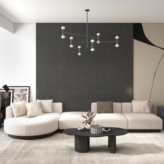 3730mm L-Shaped Sectional Corner Modern Modular Sofa in Beige with Pillows & Black Legs - image 1