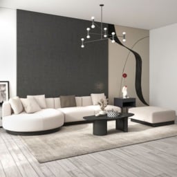 3730mm L-Shaped Sectional Corner Modern Modular Sofa in Beige with Pillows & Black Legs - thumbnail 3