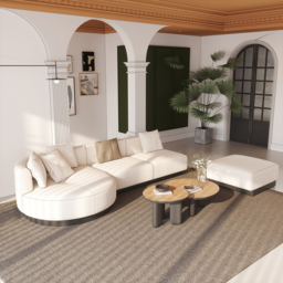 3730mm L-Shaped Sectional Corner Modern Modular Sofa in Beige with Pillows & Black Legs - thumbnail 6