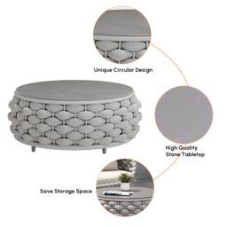Cocaro 4 Pieces Woven Rope Garden Swivel Sofa Set 360 Degree Rococaroble with Coffee Table - thumbnail 9