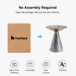 Gray & Gold Hourglass-Shape End Table with Sintered Stone Top & Stainless Steel Base - thumbnail 9