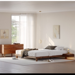Walnut Queen Platform Wood Bed Frame - thumbnail 4