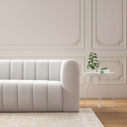 2230mm Modern White Velvet 3-Seater Sofa Channel Tufted Upholstered Luxury Solid Wood - thumbnail 3