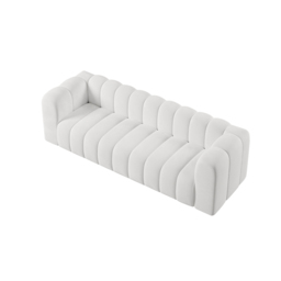 2230mm Modern White Velvet 3-Seater Sofa Channel Tufted Upholstered Luxury Solid Wood - thumbnail 8