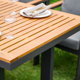 Tevara Rectangular Teak Wood & Aluminium Garden Patio Dining Table Modern Yard & Patio Furniture for 6 - 10 Person - thumbnail 9
